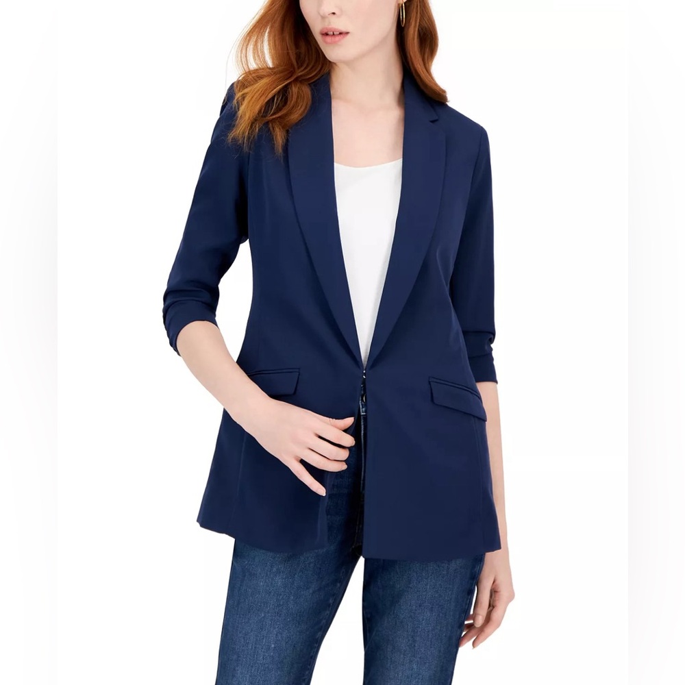 INC International Concepts Women’s Blazer 3/4 Length Sleeve Navy Blue Size L